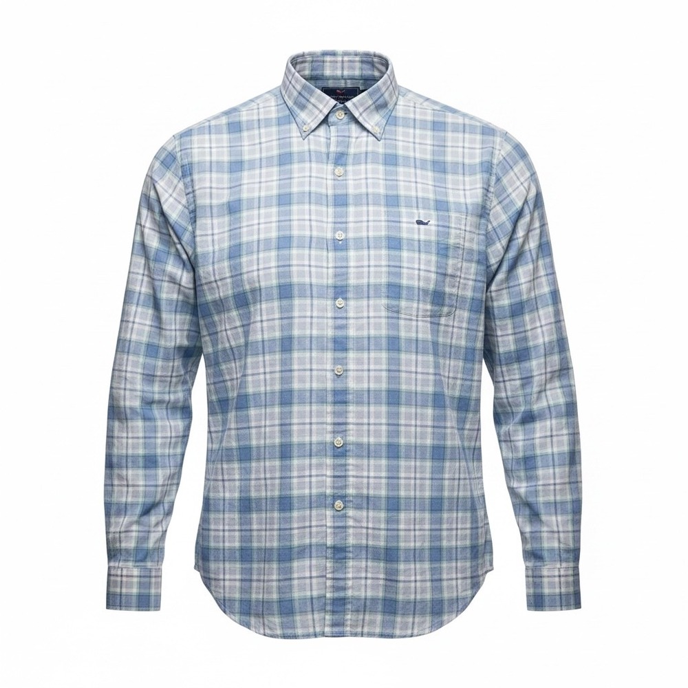 Vineyard Vines Mens Small Classic Fit Tucker Shirt Blue Plaid 1W1255 100% Cotton